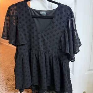 Arula Black Textured Blouse